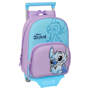 School Rucksack with Wheels Stitch Sweet Blue Lilac 26 x 11 x 67 cm 26 x 34 x 11 cm