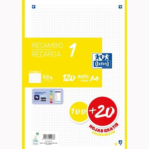 Grid sheets Oxford Classic Yellow A4 120 Sheets Replacement (13 Units)