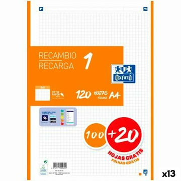Grid sheets Oxford Classic Orange A4 120 Sheets Replacement (13 Units)