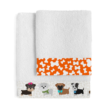 Towel set HappyFriday Mr Fox Dogs Multicolour 2 Pieces