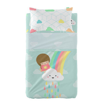 Bedding set HappyFriday Happynois Rainbow Multicolour Baby Crib 2 Pieces