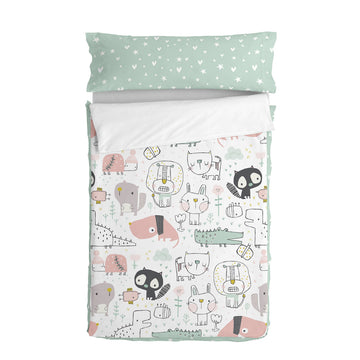 Quilted Zipper Bedding HappyFriday Moshi Moshi Best Buddies Multicolour 105 x 200 cm