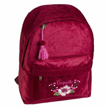 School Bag Coquette 16090090700 Fuchsia 32 x 42 x 17 cm Velvet