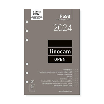 Diary Refill Finocam Open R598 2024 White 11,7 x 18,1 cm