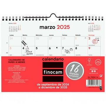 Wall calendar Finocam Paper 2024-2025 21 x 15 cm 16 Months