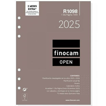 Diary Refill Finocam OPEN R1098 1000 2025 15,5 x 21,5 cm