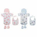 Set of clothes DKD Home Decor Blue Pink 0-6 Months Cotton Stars (2 Units)