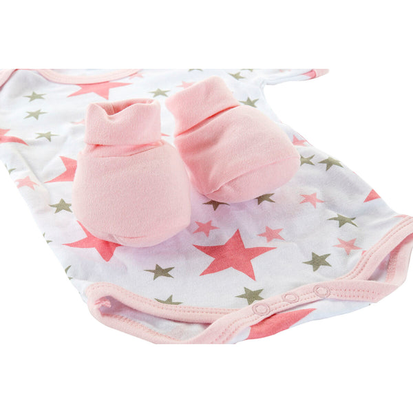 Set of clothes DKD Home Decor Blue Pink 0-6 Months Cotton Stars (2 Units)