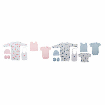 Set of clothes DKD Home Decor Blue Pink 0-6 Months Stars (7 Pieces) (2 Units)