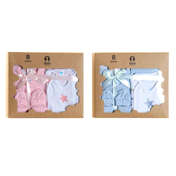 Set of clothes DKD Home Decor Blue Pink 0-6 Months Stars (7 Pieces) (2 Units)