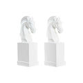Bookend DKD Home Decor Chess White Resin Horse 10 x 7 x 24 cm