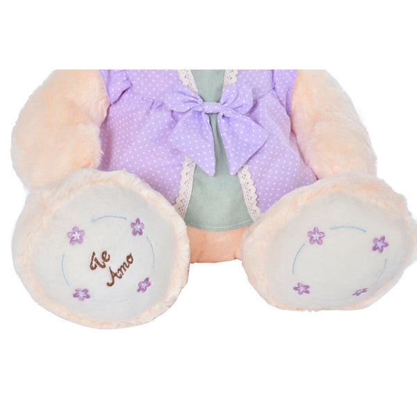 Teddy Bear DKD Home Decor Dress 42 x 20 x 50 cm Beige Pink Lilac Children's Bear (2 Units)