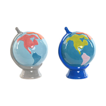 Money box Home ESPRIT Dolomite Globe 14,5 x 13,5 x 19 cm (2 Units)