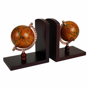 Bookend Alexandra House Living Brown Metal ABS MDF Wood Globe 9 x 16 x 15 cm