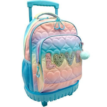 School Rucksack with Wheels Blin-Blin Love Turquoise 43 x 34 x 24 cm