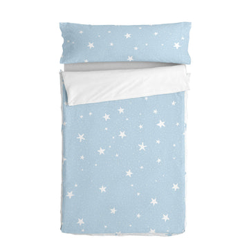 Quilt Cover without Filling HappyFriday Basic Kids Little star Blue 105 x 200 cm