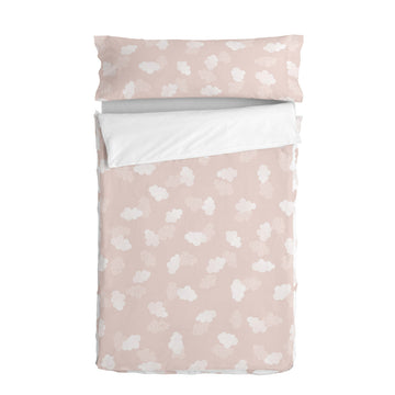 Quilted Zipper Bedding HappyFriday Basic Clouds Pink 105 x 200 cm