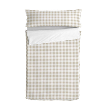 Quilted Zipper Bedding HappyFriday Basic Beige 105 x 200 cm Gingham