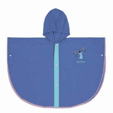 Waterproof Poncho with Hood Stitch Blue