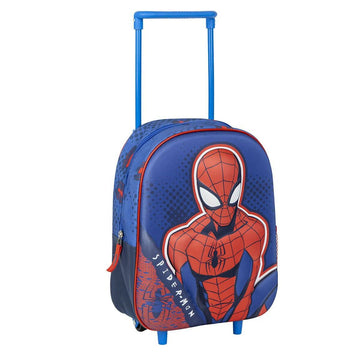 School Rucksack with Wheels Spider-Man Blue 25 x 31 x 10 cm