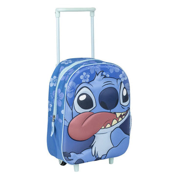 School Rucksack with Wheels Stitch Blue 25 x 31 x 10 cm