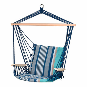 Swing Blue Wood Cotton With armrests Striped 53 x 100 cm