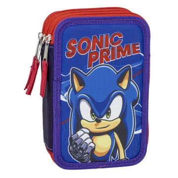 Triple Pencil Case Sonic Blue 12,5 x 6,5 x 19,5 cm