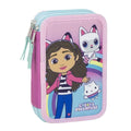 Triple Pencil Case Gabby's Dollhouse Pink 12,5 x 6,5 x 19,5 cm