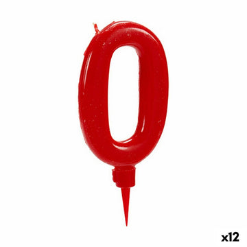 Candle Birthday Red Number 0 (12 Units)
