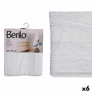 Bath towel 50 x 90 cm White (6 Units)