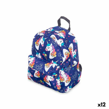 School Bag Unicorn Multicolour 28 x 12 x 22 cm (12 Units)