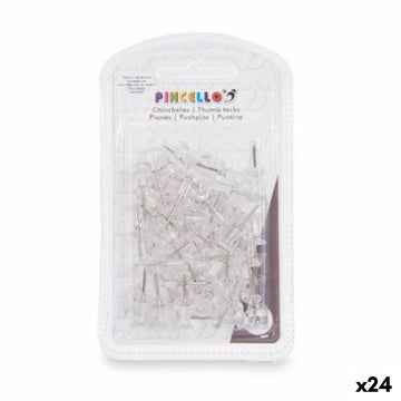 Drawing pins Transparent Metal Plastic (24 Units)