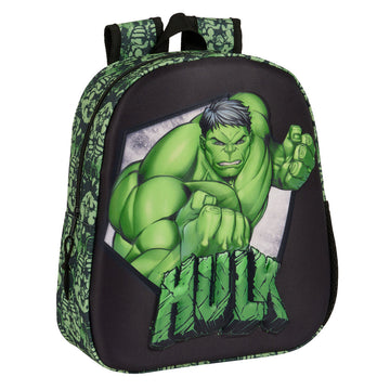 3D Child bag Hulk Black Green 27 x 33 x 10 cm