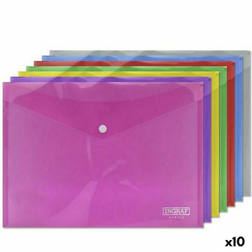 Document Holder Ingraf Plastic Multicolour Clasp A4 (10Units)