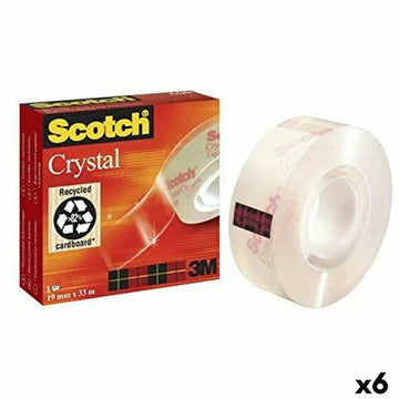 Adhesive Tape Scotch Crystal 19 mm x 33 m Transparent (6 Units)