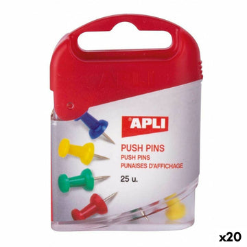 Drawing pins Apli Multicolour nickel (20 Units)