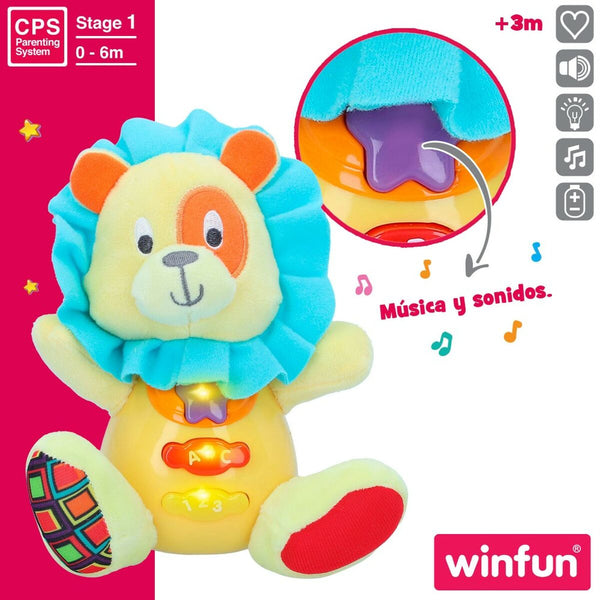 Soft toy with sounds Winfun Lion 15 x 15 x 9 cm (6 Units)